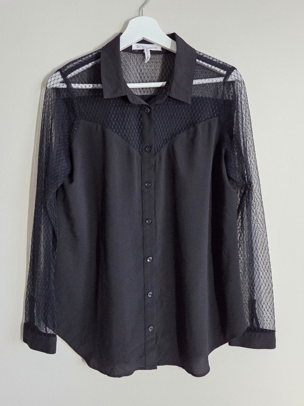 BCBGeneration Mesh Blouse Top - Picture 6 of 6